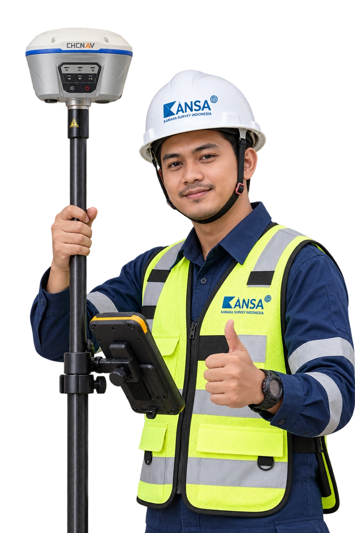 Surveyor Kanaka Survey memegang GPS geodetik
